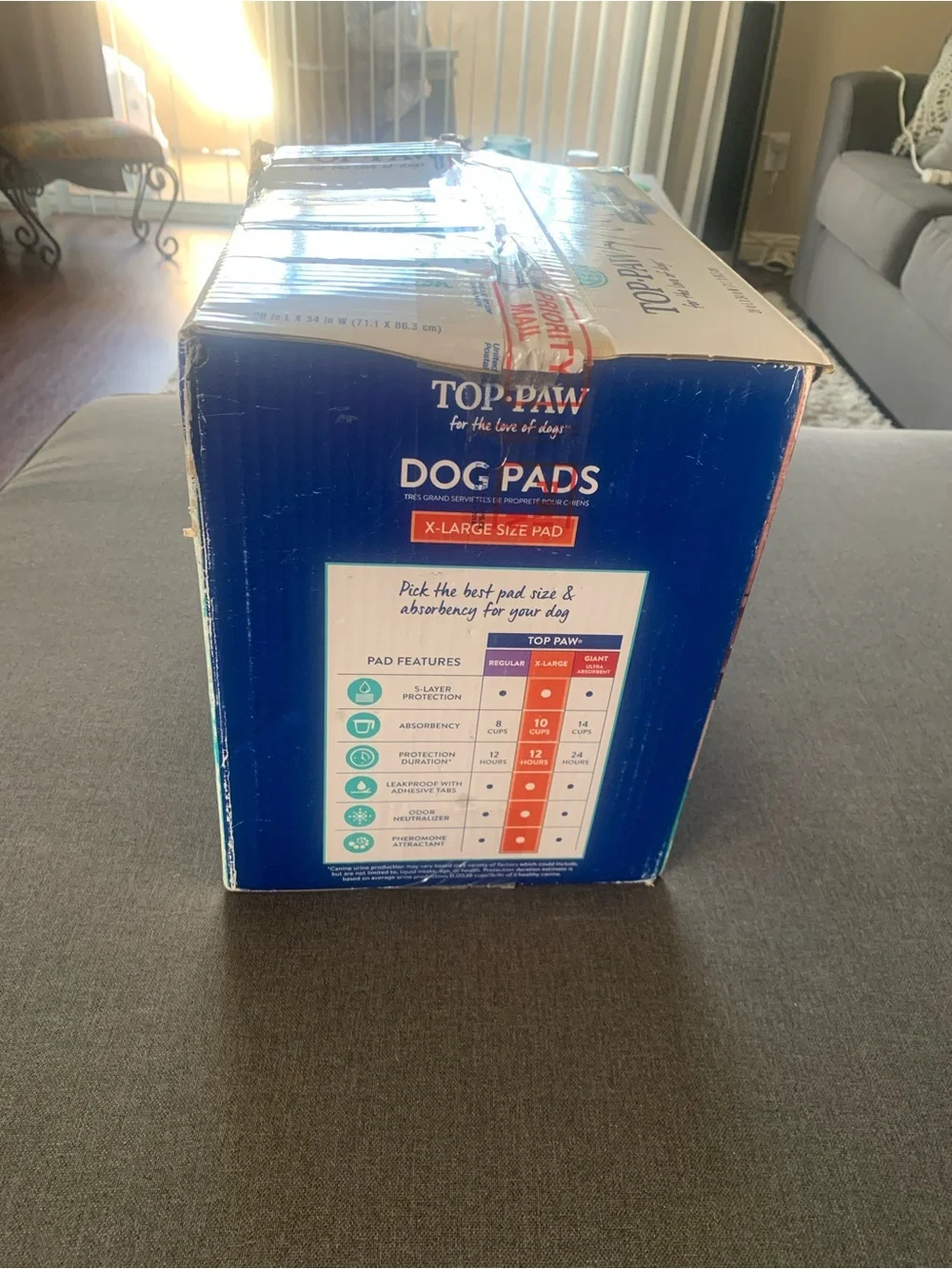 Opened Damaged Box W/ Less Top Paw Dog Pads Holds 10 Cups 28”LX34”W XL 41 Ct NWT